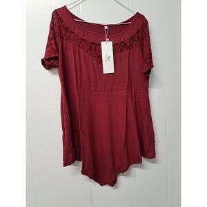 SHIJIALI‎ Womens Plus Size Tops Casual Blouses Short Sleeve Lace Tunics XL